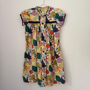 Le Za Me Vegetable Print Button Dress Sz 5